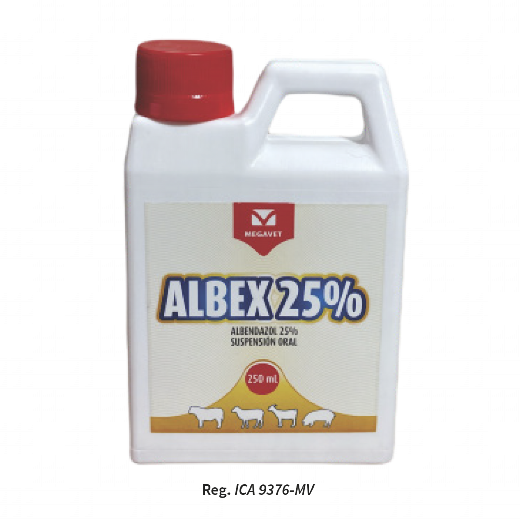Albex 25% antihelmetico oral megavet producto laboratorio veterinario bogota colombia