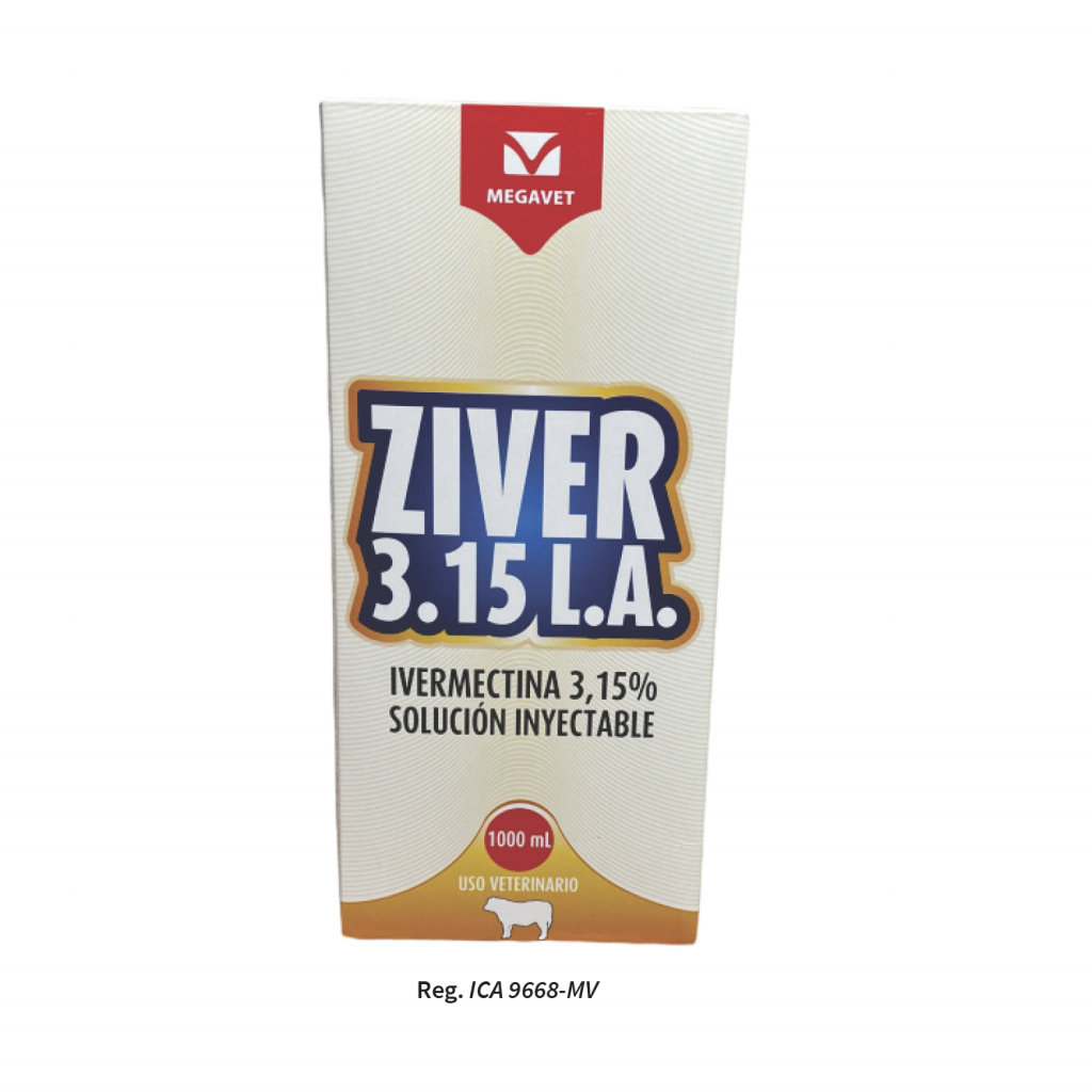 Ziver 3.15 L.A. antiparasitario interno y externo para bovinos producto megavet laboratorio veterinario bogota colombia
